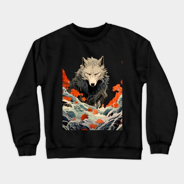 Wolf 2: Once a Wolf, Always a Wolf on a dark (Knocked Out) background Crewneck Sweatshirt by Puff Sumo